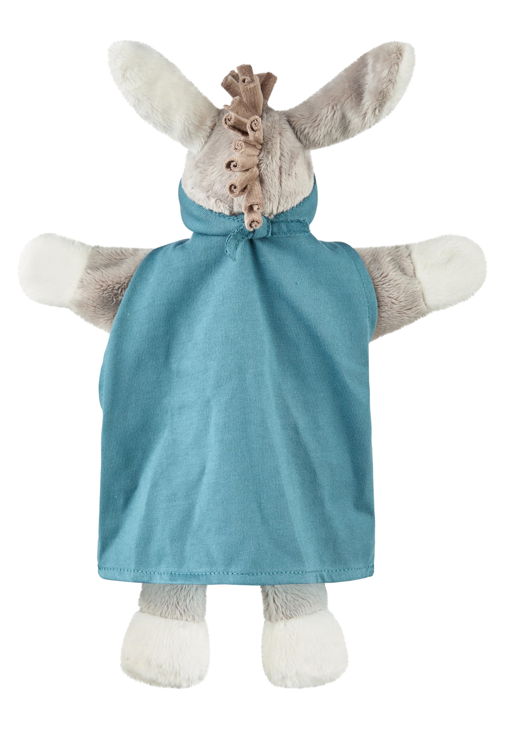 Sterntaler Handpuppe Superheld Emmi aus weichem Flausch, Kinder- und Babyspielzeug, wattierter Kopf, Stickerei auf dem Bauch, Cape und Maske, 34,5 × 27 × 10 cm – grau