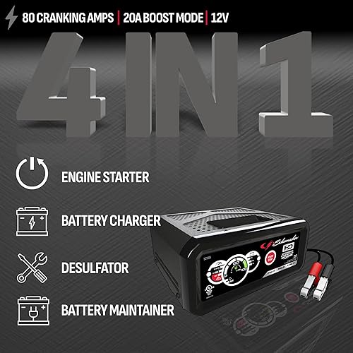 Miniatura 2 de Schumacher Electric Cargador de batería de coche de 6 A y arrancador de motor de 80 A, solución 4 en 1, mantenedor, impulso de 20 A, para baterías