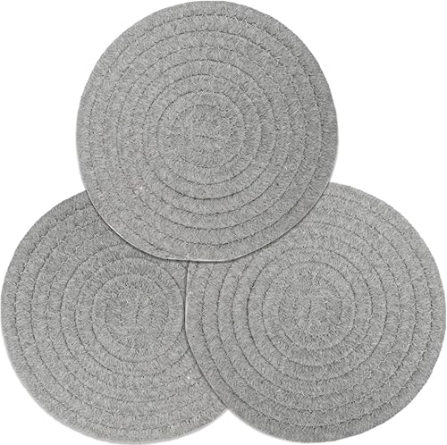 Miniatura 13 de Juego de 3 agarraderas para ollas calientes, juego de salvamanteles 100% algodón puro, juego de 3 soportes para ollas calientes, tapetes calientes