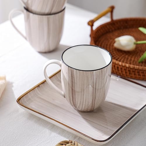 Miniatura 5 de Stone + Lain Esmeralda - Juego de vajilla de porcelana para 4, 16 piezas, diseño cuadrado marrón cepillado