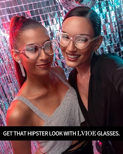 Miniatura 7 de LVIOE Lentes de bloqueo de luz azul con corazón para mujer, lentes falsos transparentes de moda, con filtro de bloqueo UV, LB960