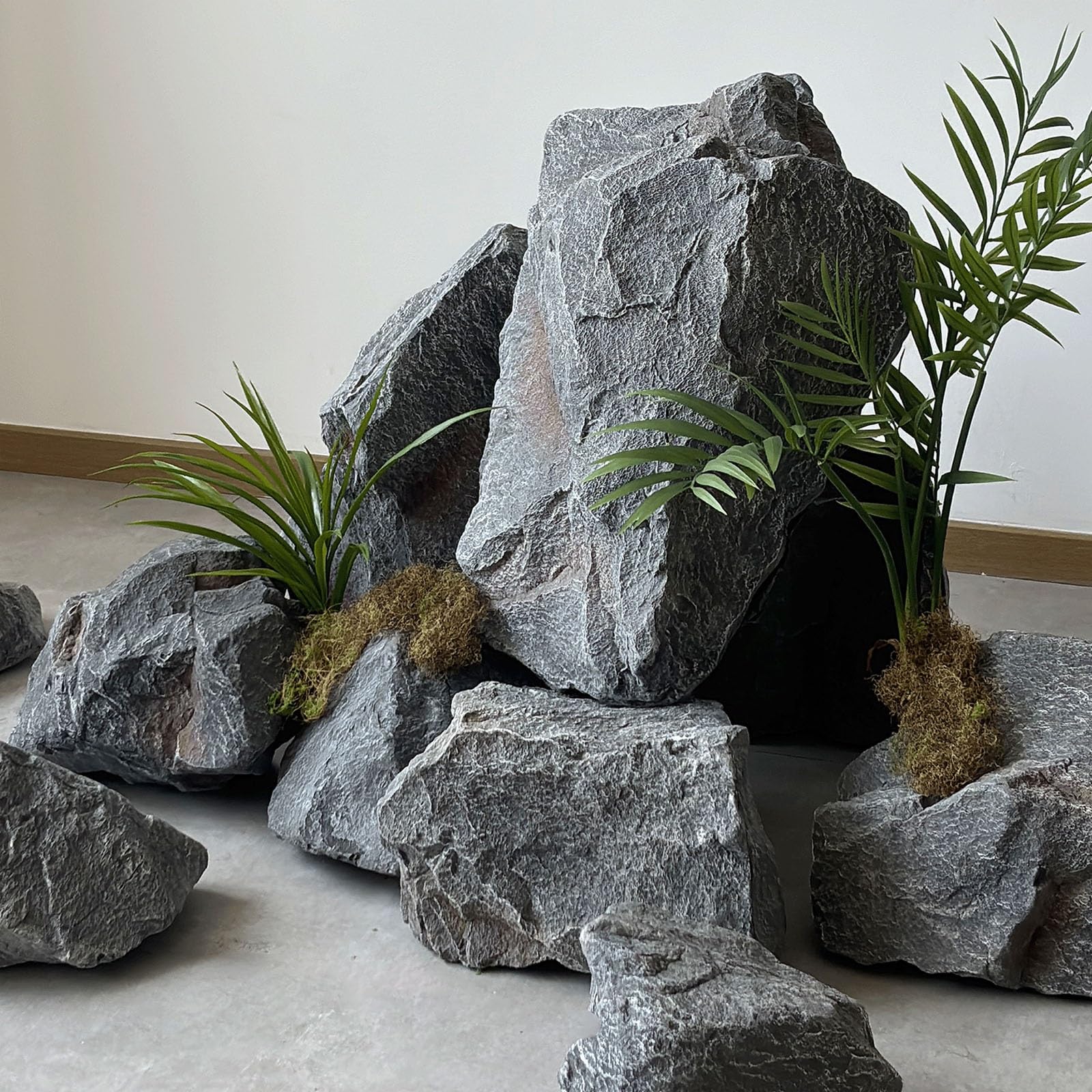 Rocce artificiali per paesaggi non cave, in schiuma di poliuretano per decorare cortile, giardino, pietre decorative per mimetizzazione esterna, confezione da 6