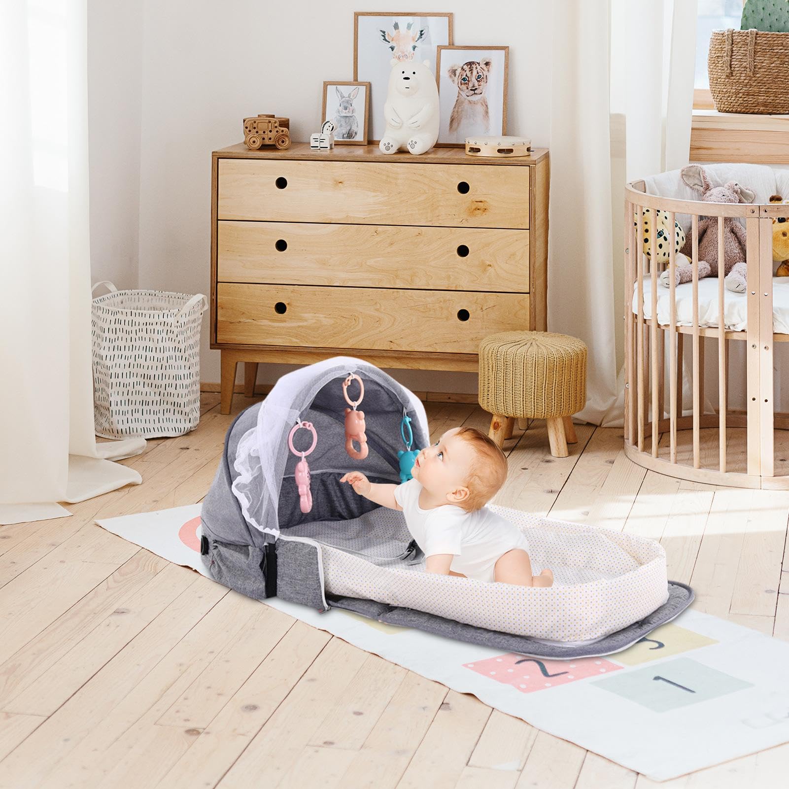 Culla da viaggio per bambini, lettino da viaggio per bambini - Letto da co-sleeping per bambini anti-pressione,Lettino da viaggio pieghevole leggero per lettino da viaggio pieghevole per