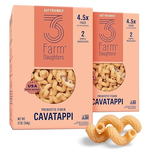 Miniatura 9 de Three Farm Daughters Cavatappi - Pasta de 12 onzas, alta fibra, bajo IG, cultivada en la granja de EE. UU., calidad premium, harina de trigo y