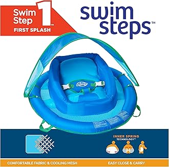 SwimWays Infant Baby Spring Float with Adjustable Sun Canopy