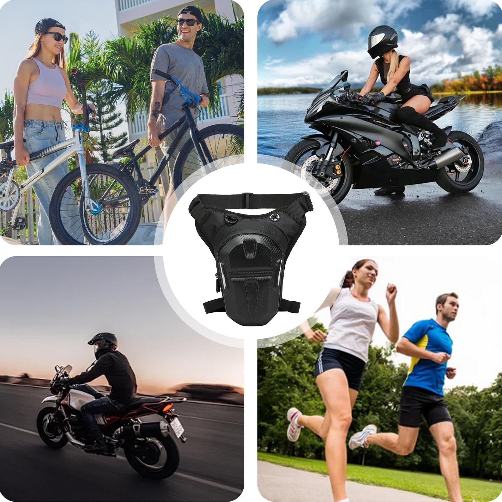 Sacoche De Jambe Moto, Sacs De Ceinture pour Homme Et Femme, Imperméable Sac À Bandoulière, Multifonctionnel Sacoche De Cuisse Motos, pour Moto, Cyclisme, Randonnée, Pêche