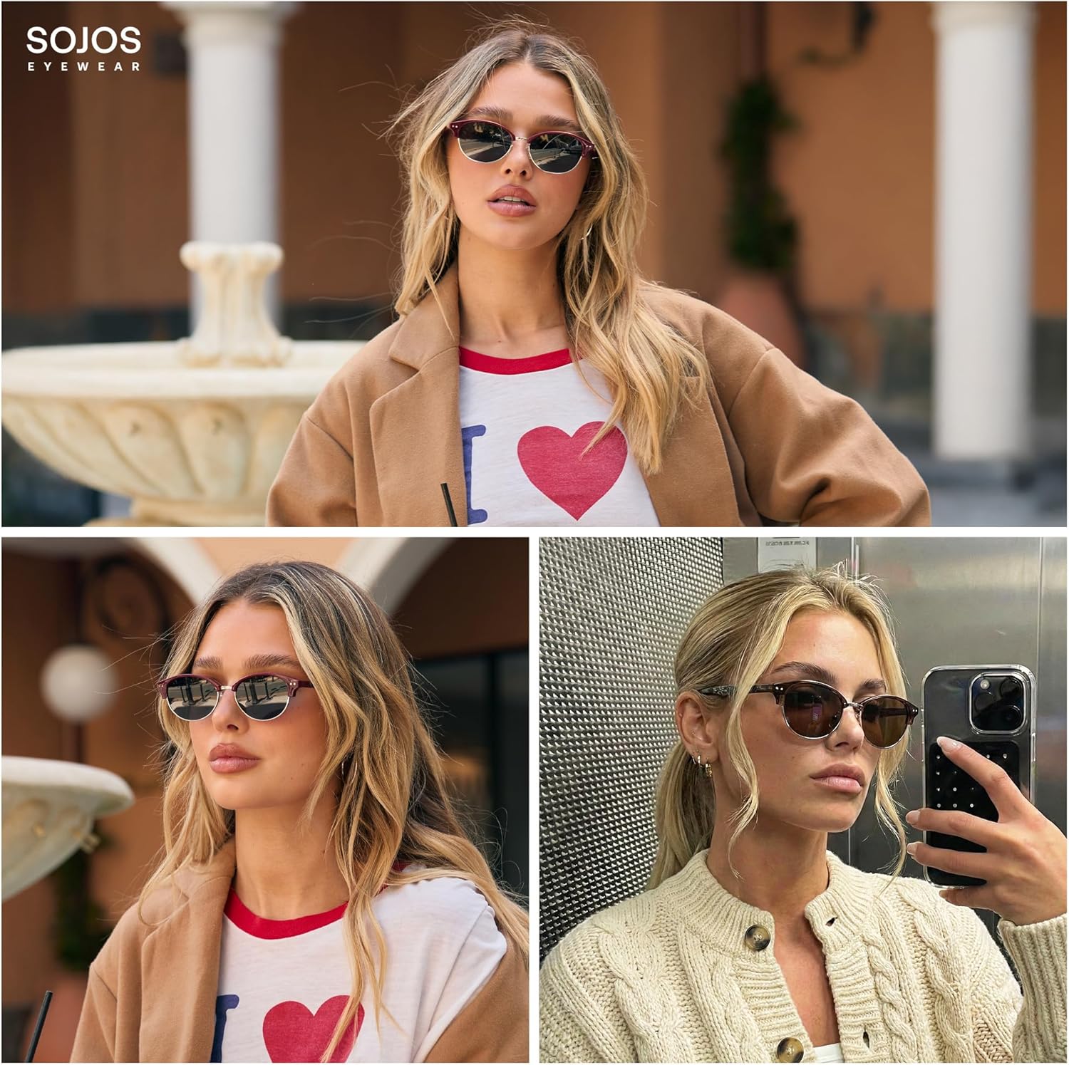 SOJOS Trendy Oval Polarized Sunglasses for Women Retro Cute Shades Sunnies SJ2687 Global Recycled Standard Global Recycled Standard Global Recycled Standard - Image 3
