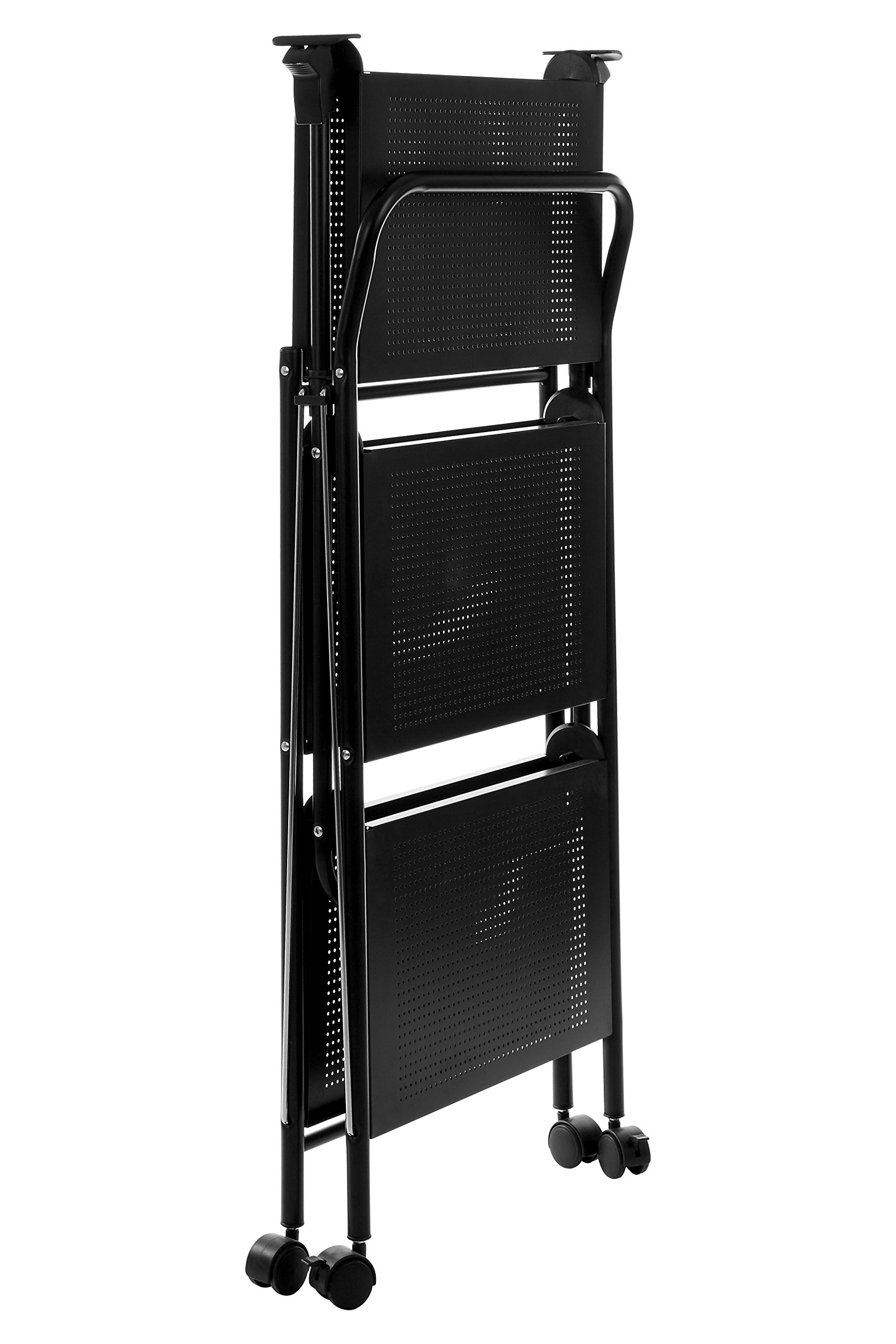 Premier Housewares Carro de Cocina Plegable, plástico y Metal Recubierto de Polvo, Color Negro
