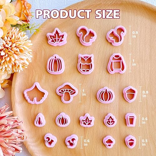 Miniatura 3 de Keoker Cortadores de arcilla polimérica de otoño, cortadores de arcilla de calabaza para hacer aretes, 19 formas de arcilla de otoño (todos)