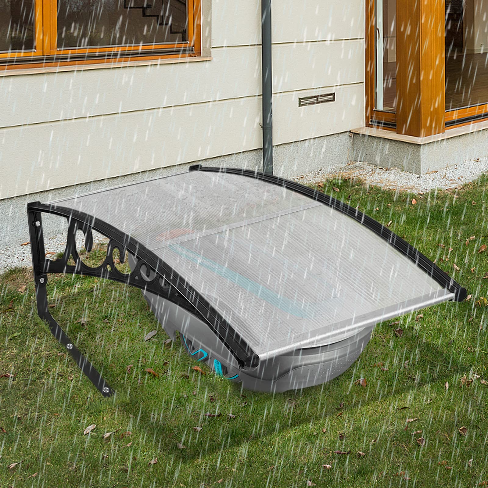 LZQ Garage pour robot tondeuse - Toit de carport en polycarbonate - Protection contre la pluie, la grêle et les rayons UV - Pour robot tondeuse et tondeuse à gazon 103 x 81 x 45 cm