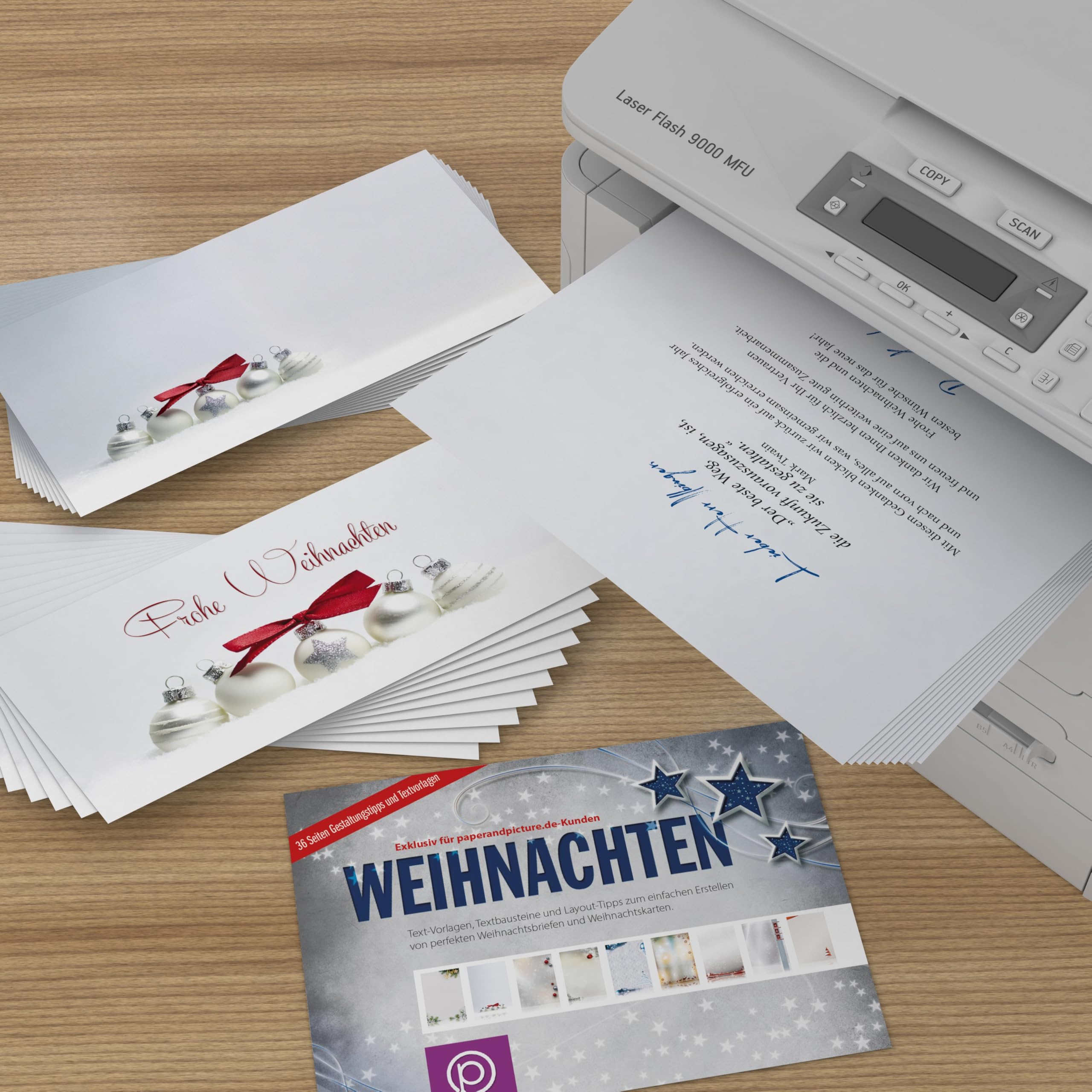 Weihnachtskarten mit Umschlag | Pure Silver | 100 DIN LANG-Klappkarten mit passendem Einleger + 100 passende Kuverts | weihnachtliches Karten-Set
