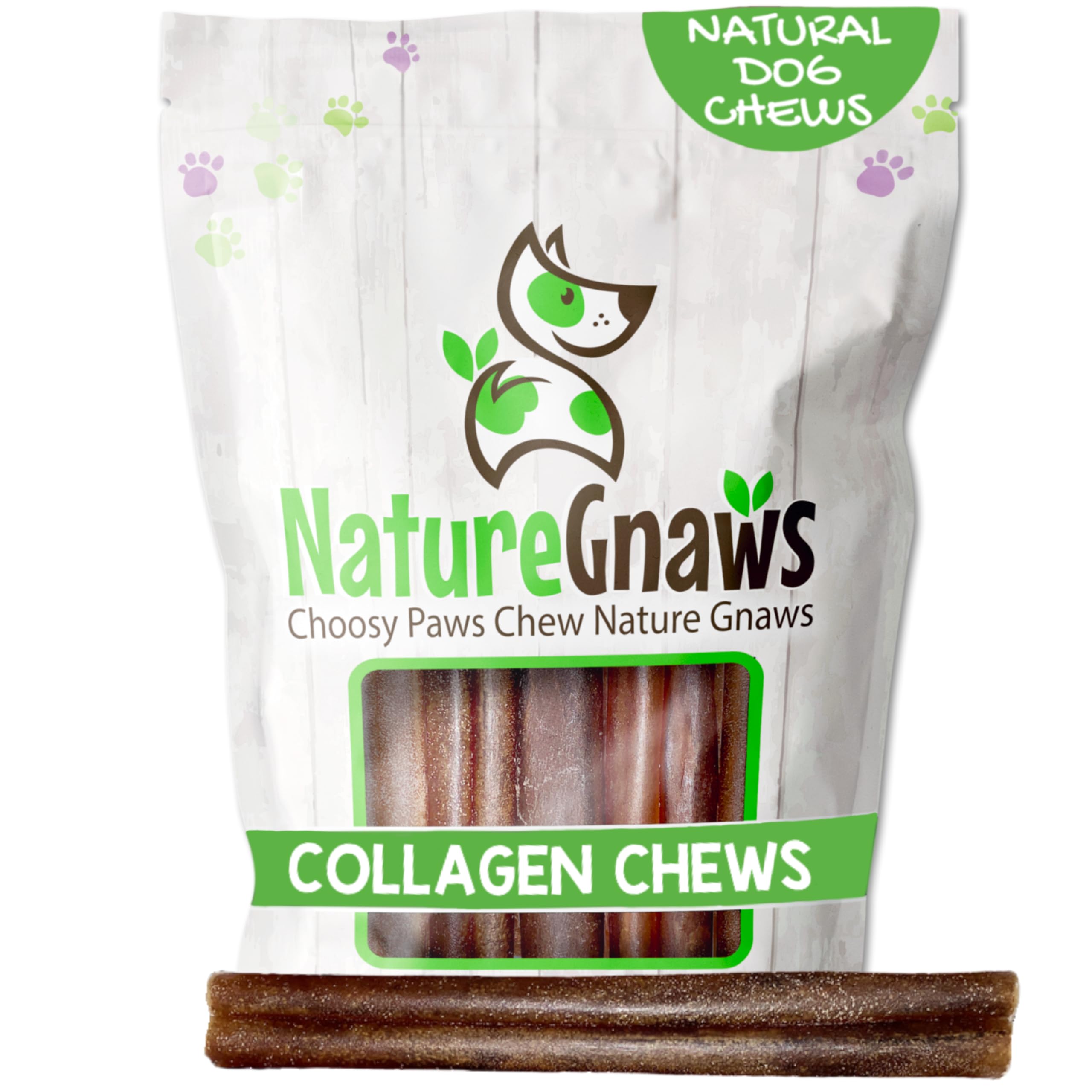 Nature Gnaws Collagen Sticks for Dogs 6" (12 Count) - Long Lasting for Small and Medium Dogs - Natural Beef Hide Dog Chew Bones