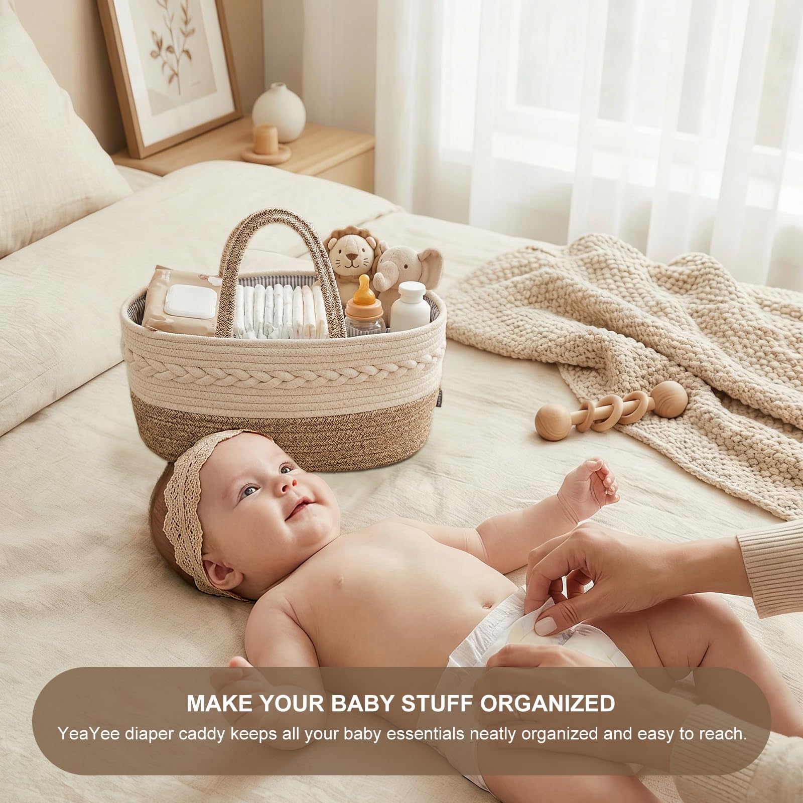 XUANGUO Baby Luier Caddy Organizer voor Meisje Jongen Touw Kwekerij Opslag Bin Mand Draagbare Houder Tote Bag voor Verkleedtafel Auto Reizen Baby Douche Geschenken Pasgeboren Essentials Registry Must XUANGUO Baby Luier Caddy Organizer voor Meisje Jongen Touw Kwekerij Opslag Bin Mand Draagbare Houder Tote Bag voor Verkleedtafel Auto Reizen Baby Douche Geschenken Pasgeboren Essentials Registry Must