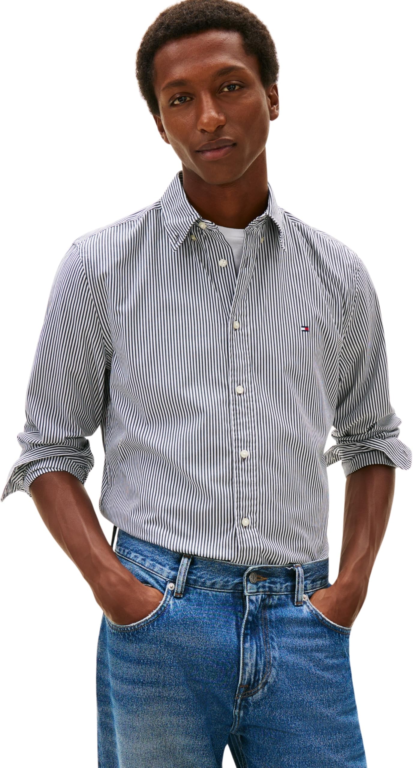 Tommy Hilfiger Herren Core Flex Pop Classic STP Shirt Mw0mw41403 L/S Shirt (1er Pack)
