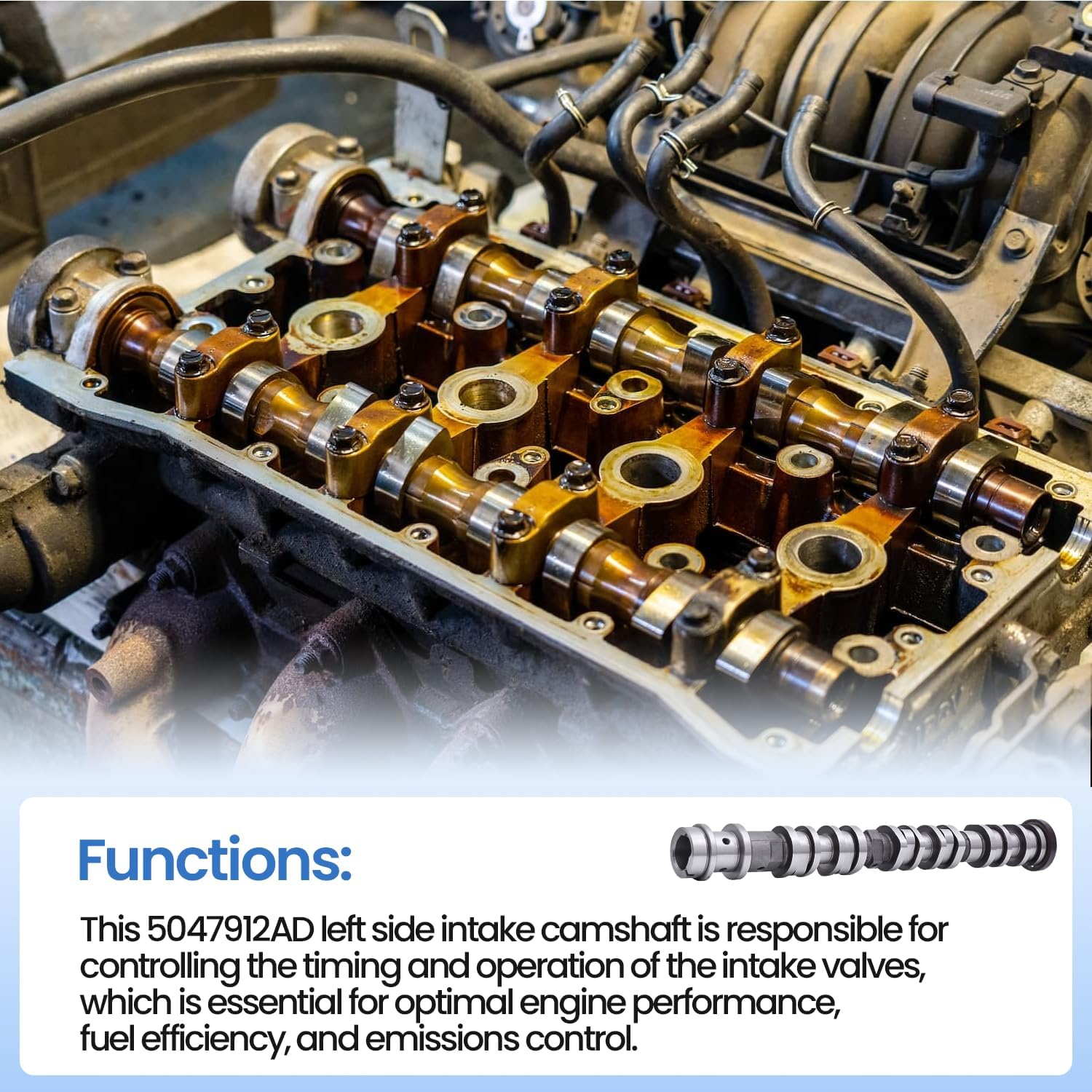 5047912AD Left Side Engine Intake Camshaft Compatible with Chrysle-r Voyager/Pacifica,Compatible with J-e-e-p Wrangler/Grand Cherokee Gladiator Ram 1500, ProMaster 1500/2500/3500 3.6L 2016-2022