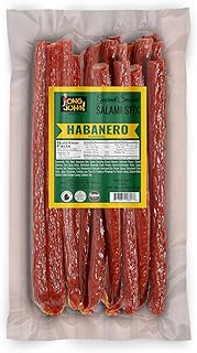Long John Snacks Dried Salami Sticks - High Protein Smoked Meat Sticks Bulk Pack - Handcrafted From Fresh Premium Cuts of USA Beef and Pork - Low Carb, Gluten-Free, Keto Snacks - Habanero, 16 Oz