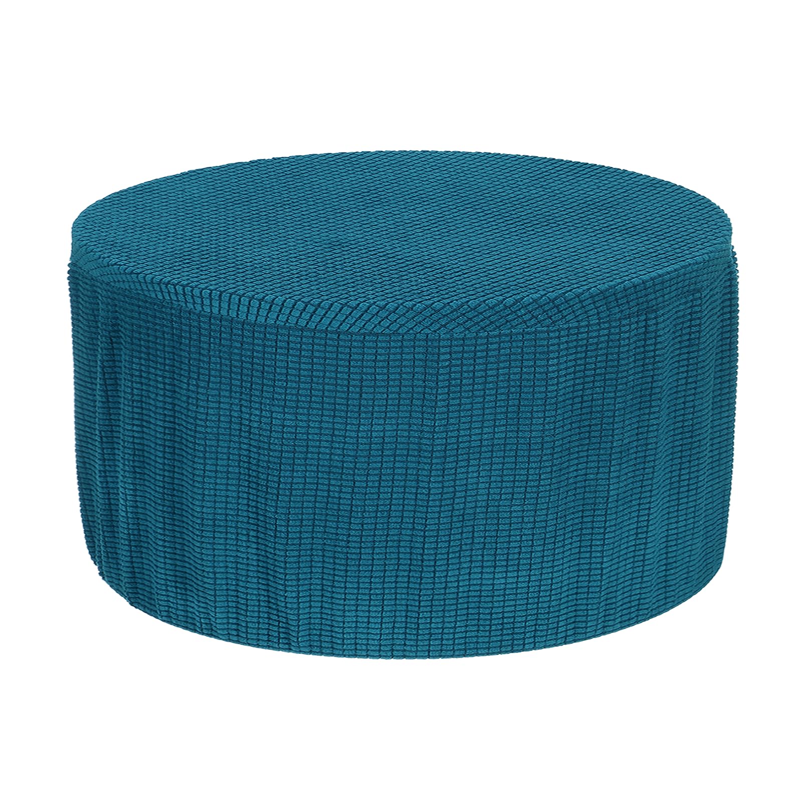sourcing map Round Footstool Slipcover, Stretch Foot Stool Protector Covers Furniture Protector Cover with Elastic Bottom for Footstool Living Room Bedroom(X-Large, Dark Cyan)