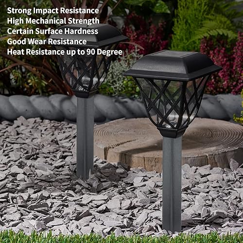 Miniatura 5 de 8 piezas de estaca de antorcha de 8.26 pulgadas, estaca de luz de camino de plástico, estaca solar de plástico ABS para jardín, lámparas de camino