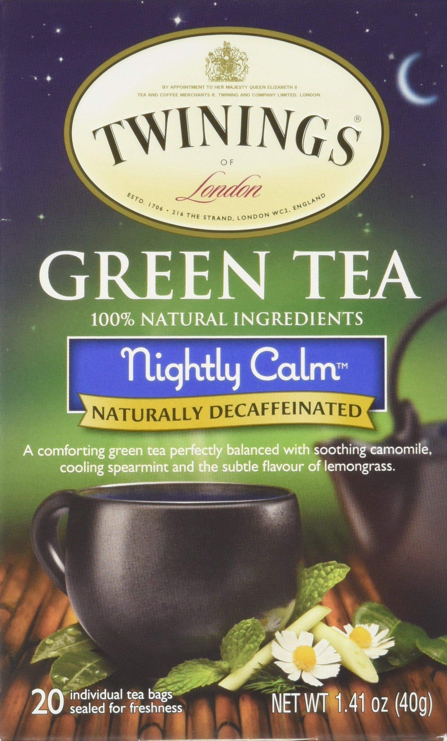 Nightly Calm Bagged Green Tea, 40 Count