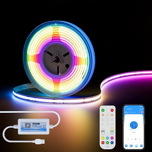 Miniatura 1 de MIWISE Tira de luces LED RGB Smart IC COB, tira de luz LED USB direccionable, cambio de color con sincronización de música, control de aplicación de