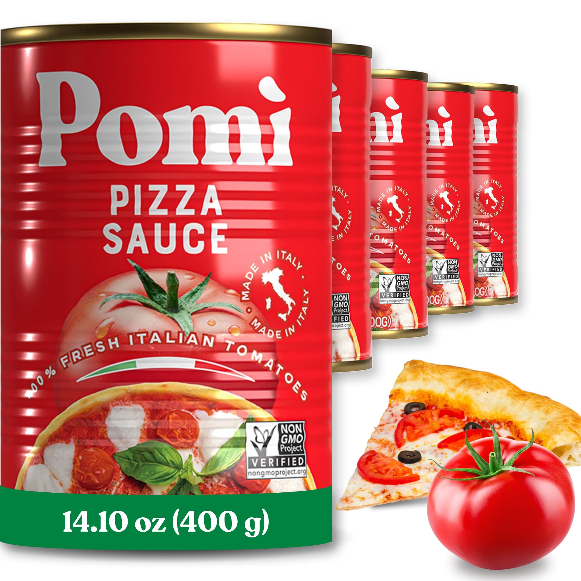 Pomì Pizza Sauce 14.1oz (Pack of 12) - 100% Fresh Italian Tomatoes, Made in Italy, Non-GMO, Gluten-Free, No Additives/Preservatives, Velvety & Creamy,