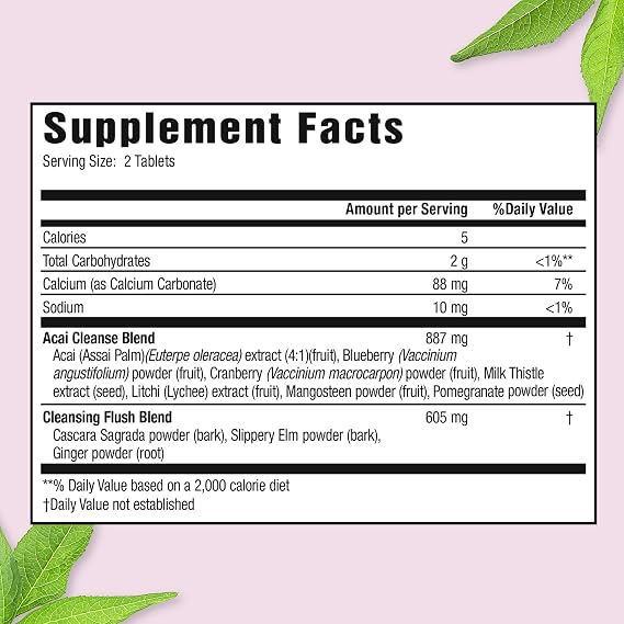 Applied Nutrition 14-Day Acai Berry Cleanse - 56 Tablets, Pack of 5 - Weight-Loss Support Flush + Milk Thistle - 140 Total Servings