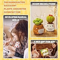 Vista 6 de Kit de ganchillo de suculentas de apoyo emocional para principiantes de Imcrasy con lecciones de video paso a paso Kit de ganchillo de suculentas
