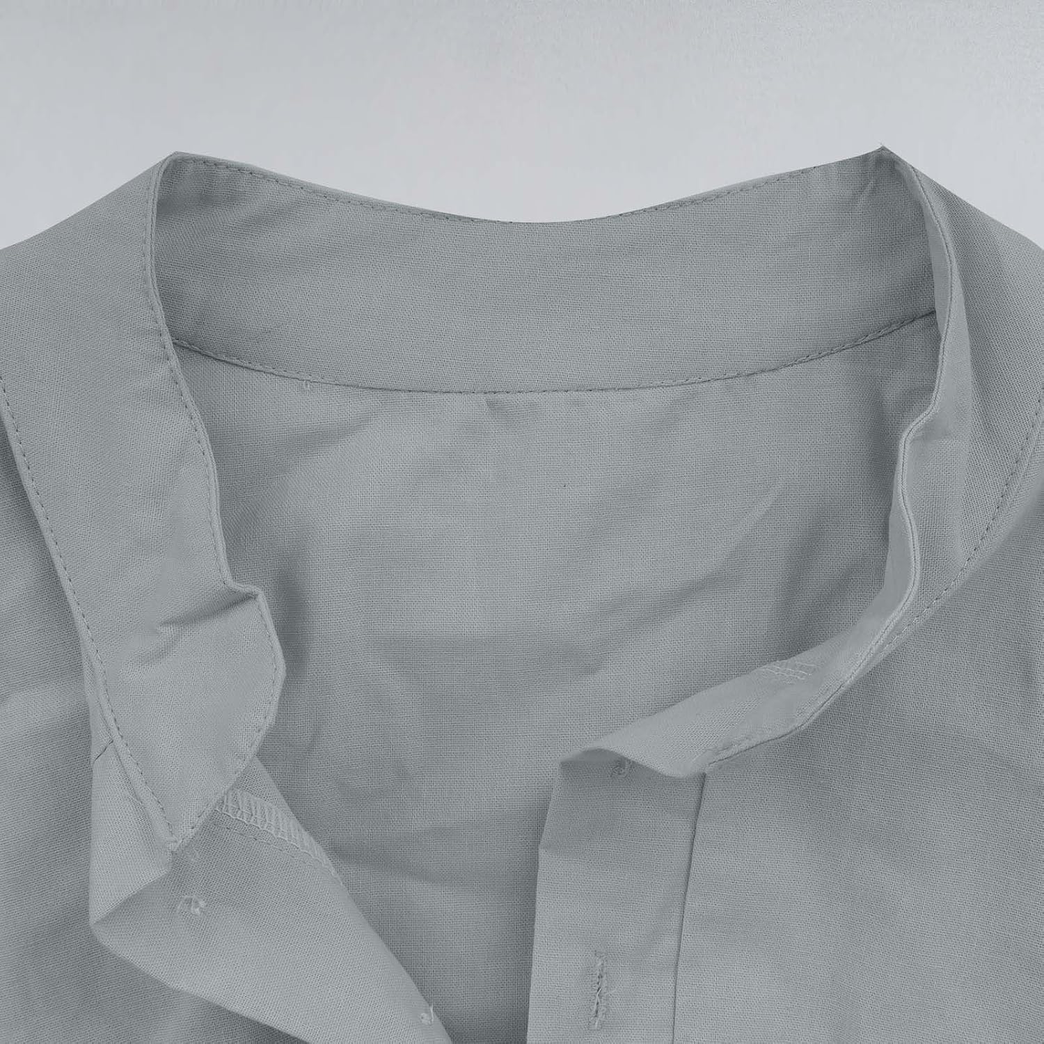 Cotton Linen Shirts for Men Lightweight Casual Shirts Short Sleeve Henley Shirt Beach an Tops with Chest Pockets