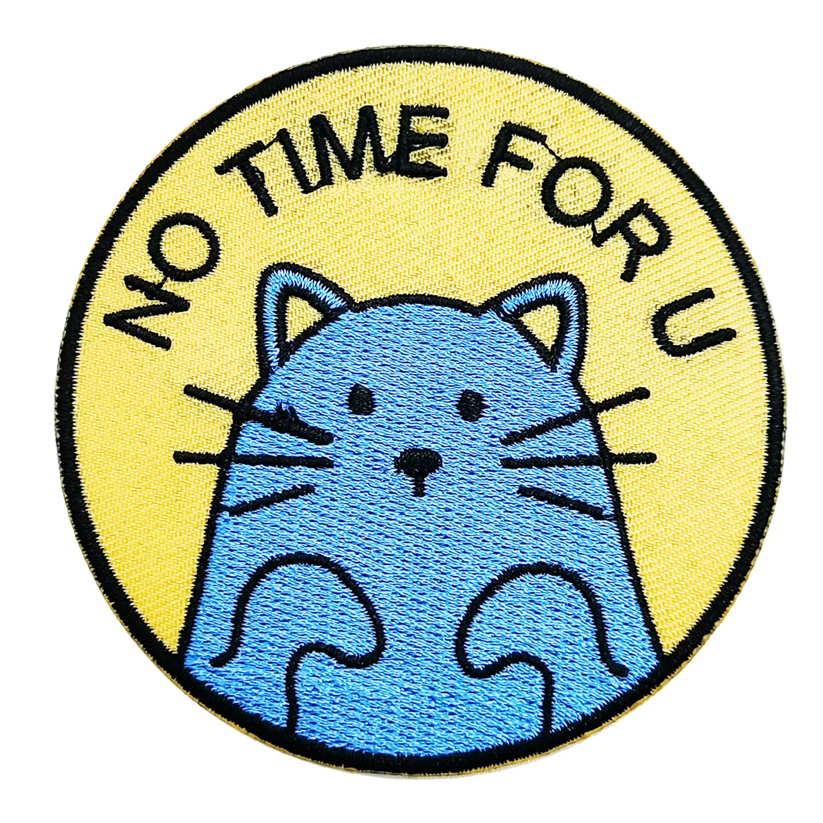 Wikineon Iron On Embroidered Cute Cat Patch, No time for You" - Appliable to Badge Iron On Sew On Emblem Patch DIY Accessories Perfect for Jackets, Clothes, Backpack & Jeans