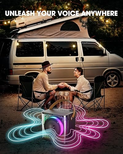 Miniatura 2 de Máquina de karaoke para adultos al aire libre con asa - Courpal Juego de altavoces portátiles con luces de discoteca - Regalo de canto para fiestas