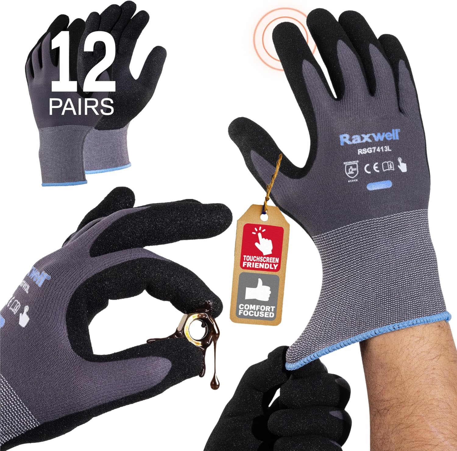 Raxwell MicroFoam Nitrile Coated Work Gloves