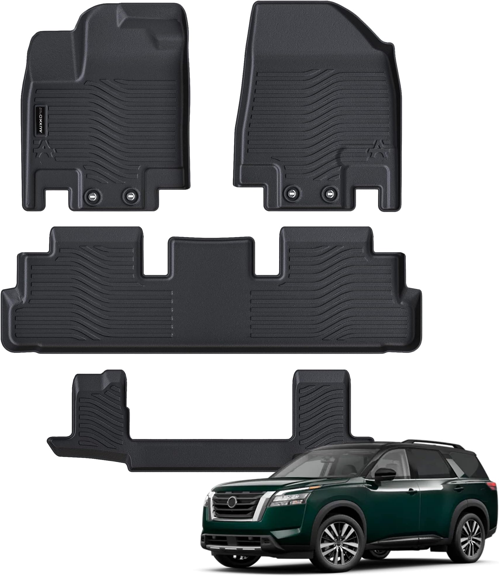 All Weather Floor Mats Fit for Pathfinder 7 Seat 2026 2025-2022 TPE Rubber Liners Set Pathfinder Accessories All Season Guard Odorless Anti-Slip Floor Mats 3 Row