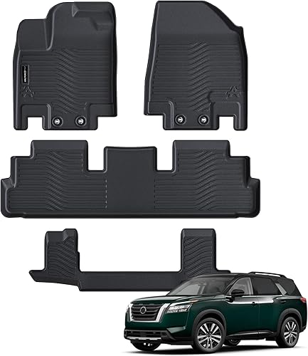 Alfombrillas para todo tipo de clima, aptas para Pathfinder, 7 asientos, 2022, 2023, 2024, 2025, juego de forros de goma TPE Pathfinder, accesorios