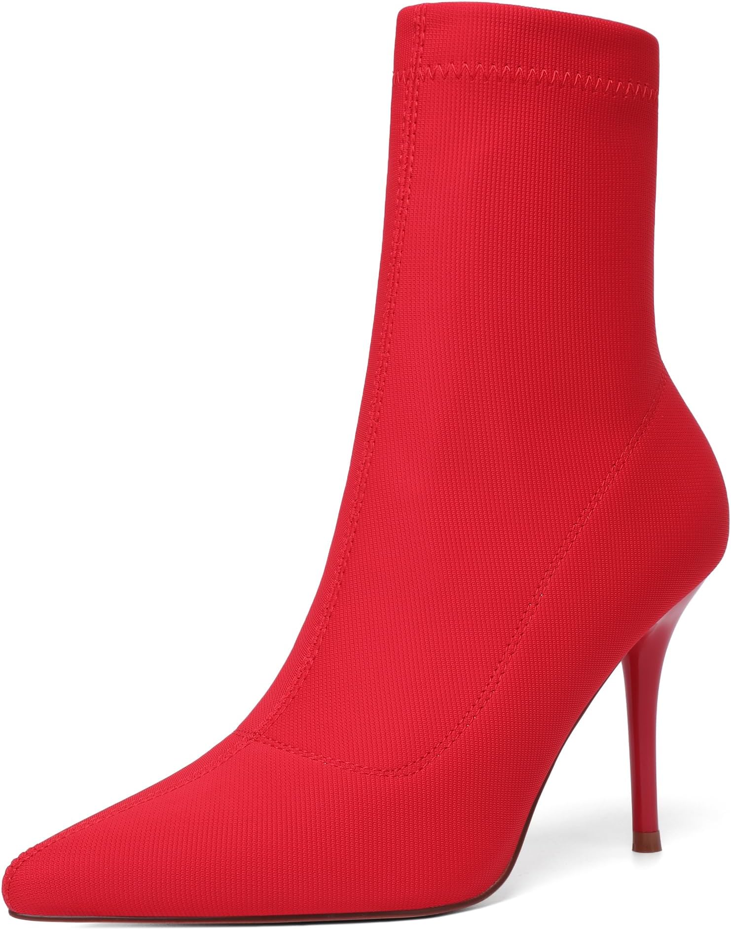 Women's Sexy Pointy Toe Stiletto Heels Ankle Boots Printed Stretchy Sock Booties