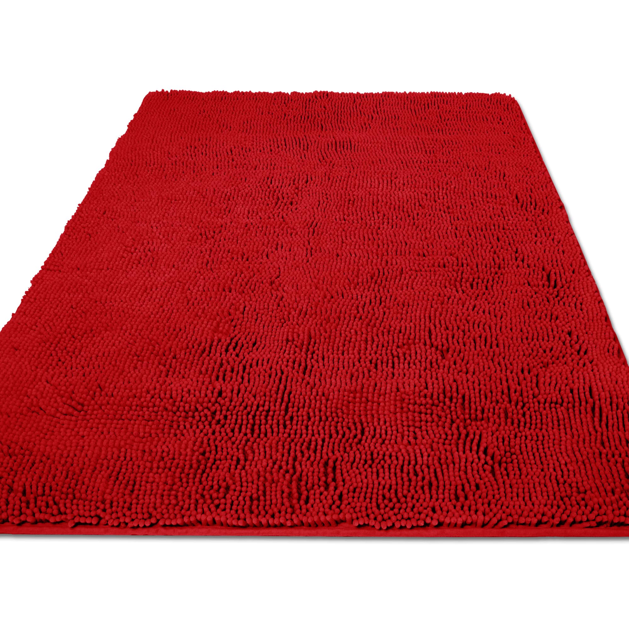 Yeaban Chenille Red Bathroom Rug 36"x60",Non-Slip Rubber Backing — image 1