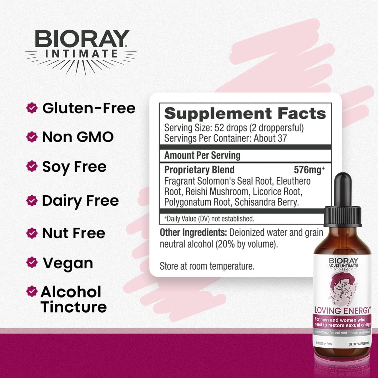 BIORAY Intimate Loving Energy - 2 fl oz - With Medicinal Mushrooms - Non-GMO, Vegan, Gluten Free - Image 2