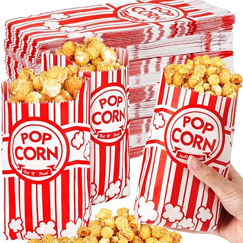 500 bolsas de papel para palomitas de maíz para fiestas, 1 onza, pequeñas porciones individuales vintage, contenedores de palomitas de maíz, bolsas