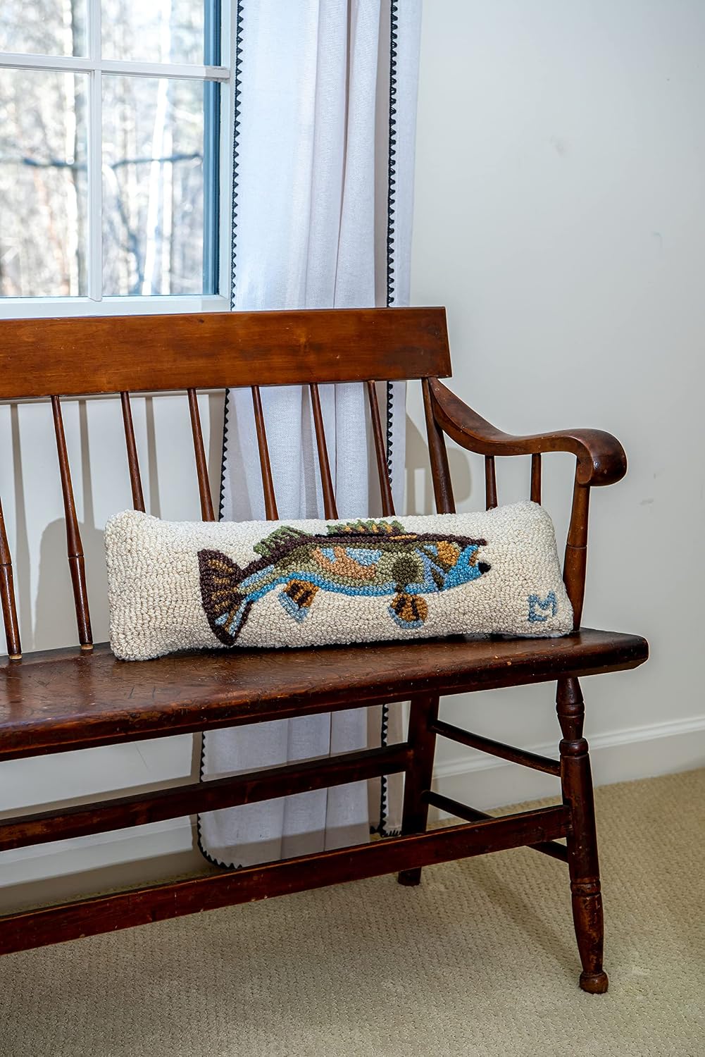 Chandler 4 Corners Artist-Designed Walleye Hand-Hooked Wool Decorative Throw Pillow (8 in x 24 in) Lake & Lodge Pillow for Couches & Beds - Easy Care & Low Maintenance - Lake House Cabin Pillow