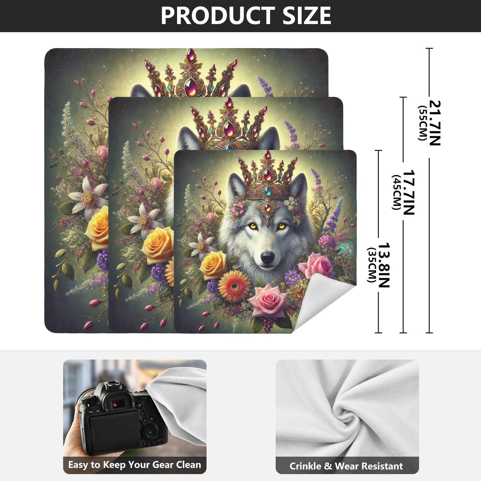 Joko Ivery Wolf Crown Flowers Camera Lens Wrap 21.7