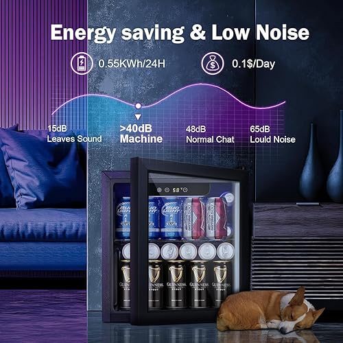 Miniatura 5 de Refrigerador y enfriador de bebidas, mini refrigerador de 48 latas/12 botellas con puerta de vidrio, mini refrigerador de bebidas pequeño con