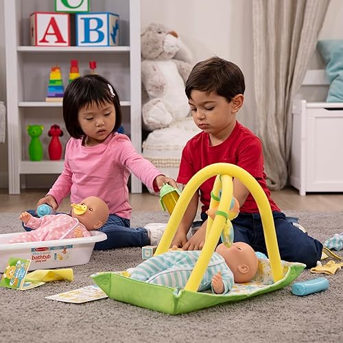 Miniatura 7 de Melissa & Doug Mine to Love Toy Time Play Set para muñecas con gimnasio de actividades, apilador, bloques, más (16 piezas)