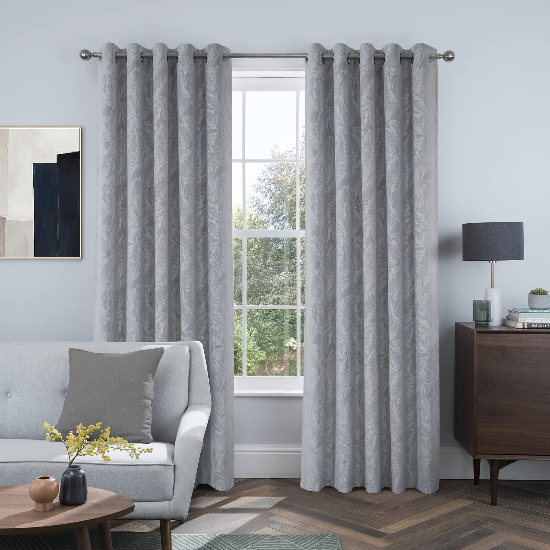 Rideaux en velours gaufré argenté 132 x 241 cm au design haut de gamme