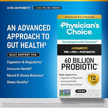 Physician's CHOICE 60 Billion Probiotic Advanced 3-in-1 + Postbiotic - 30ct