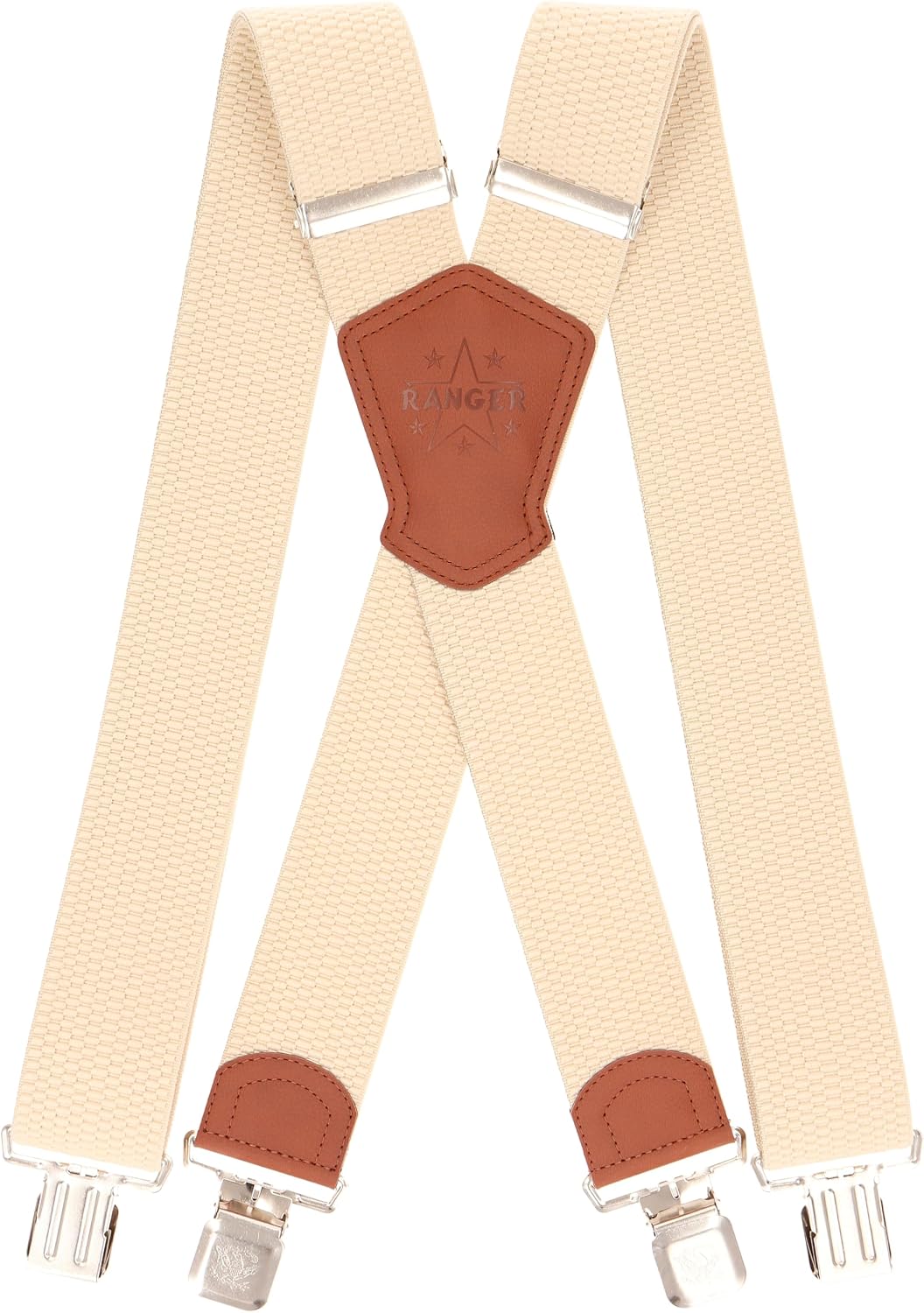 RANGER Suspenders for Men Heavy Duty - 2" Wide Y-Back with 4 Strong Clips | 51" Adjustable | Made in Europe