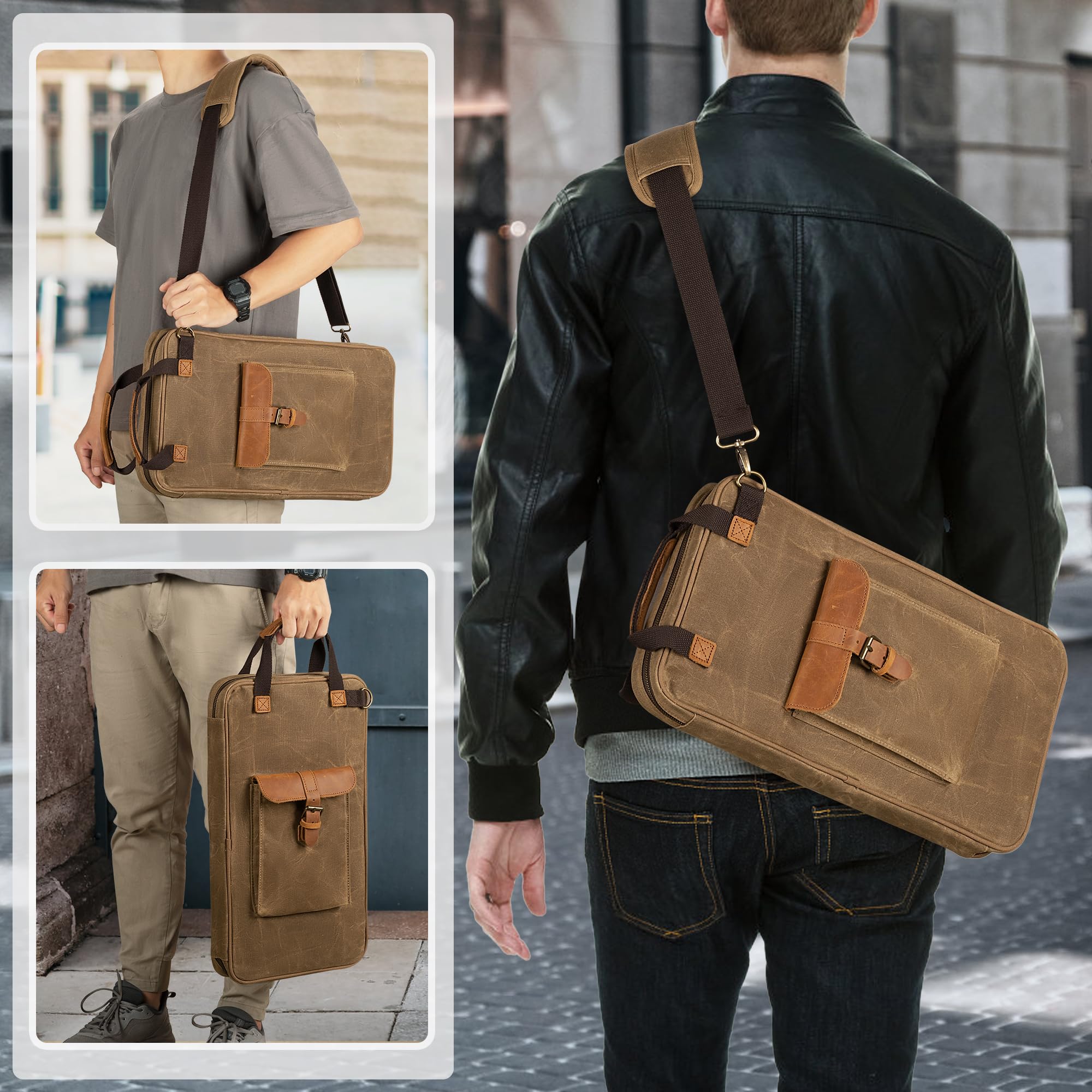 Damero Sac à Baguettes en Toile Cirée avec Bandoulière Amovible | Sac de Rangement pour Baguettes avec Poignée pour Batteurs, Groupes Débutants, Concerts