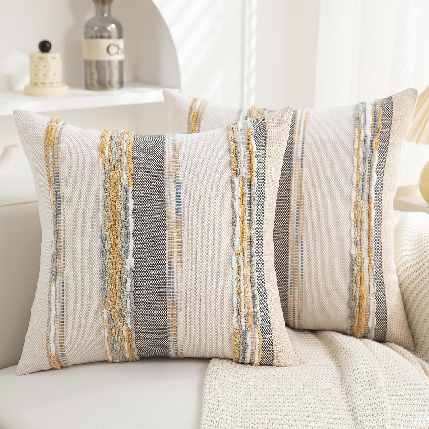 PLEPATE Boho Pillow Covers 18x18 Set of 2 for CouchModern