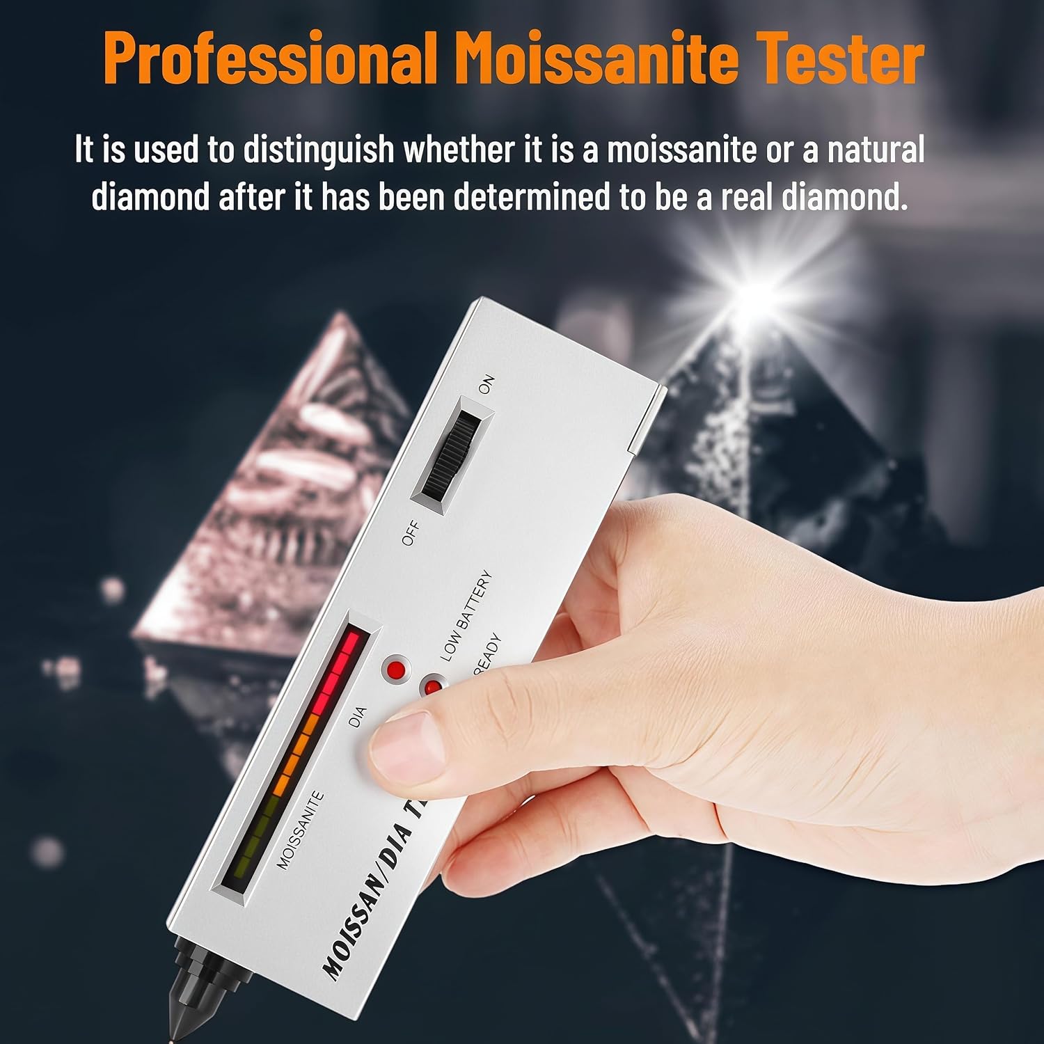 Diamond Tester Pen, Precise Diamond and Moissanites Detector for Experts and Novices Includes Band Sizer and Band Measurement