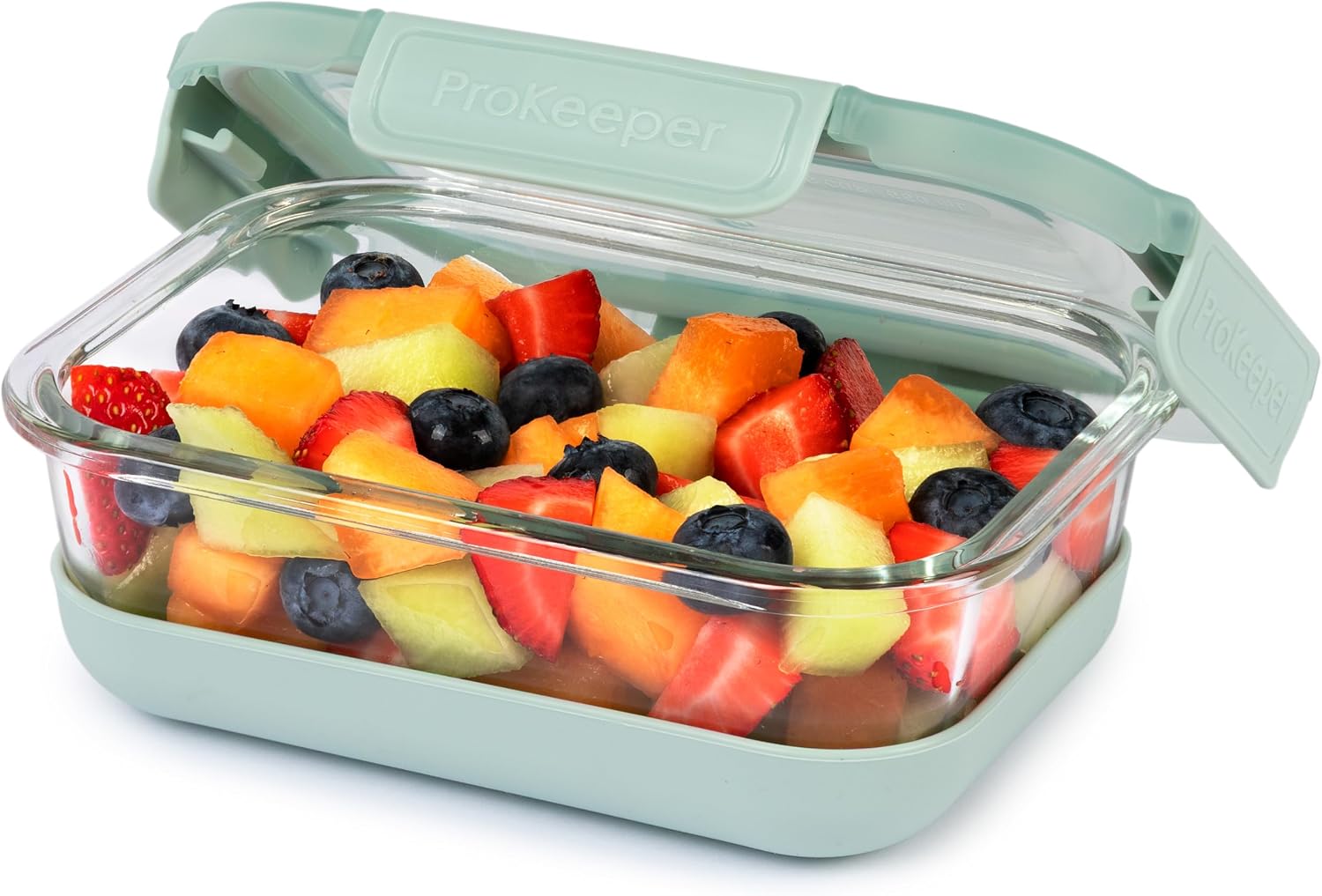 ProKeeper Borosilicate Glass Food Storage Containers W Airtight Leak-Proof Snap-Lock Lids, Removable Silicone Bases, Assorted Sizes Oven Freezer & Microwave Safe BPA-Free, Mint (20-Piece Complete Set)