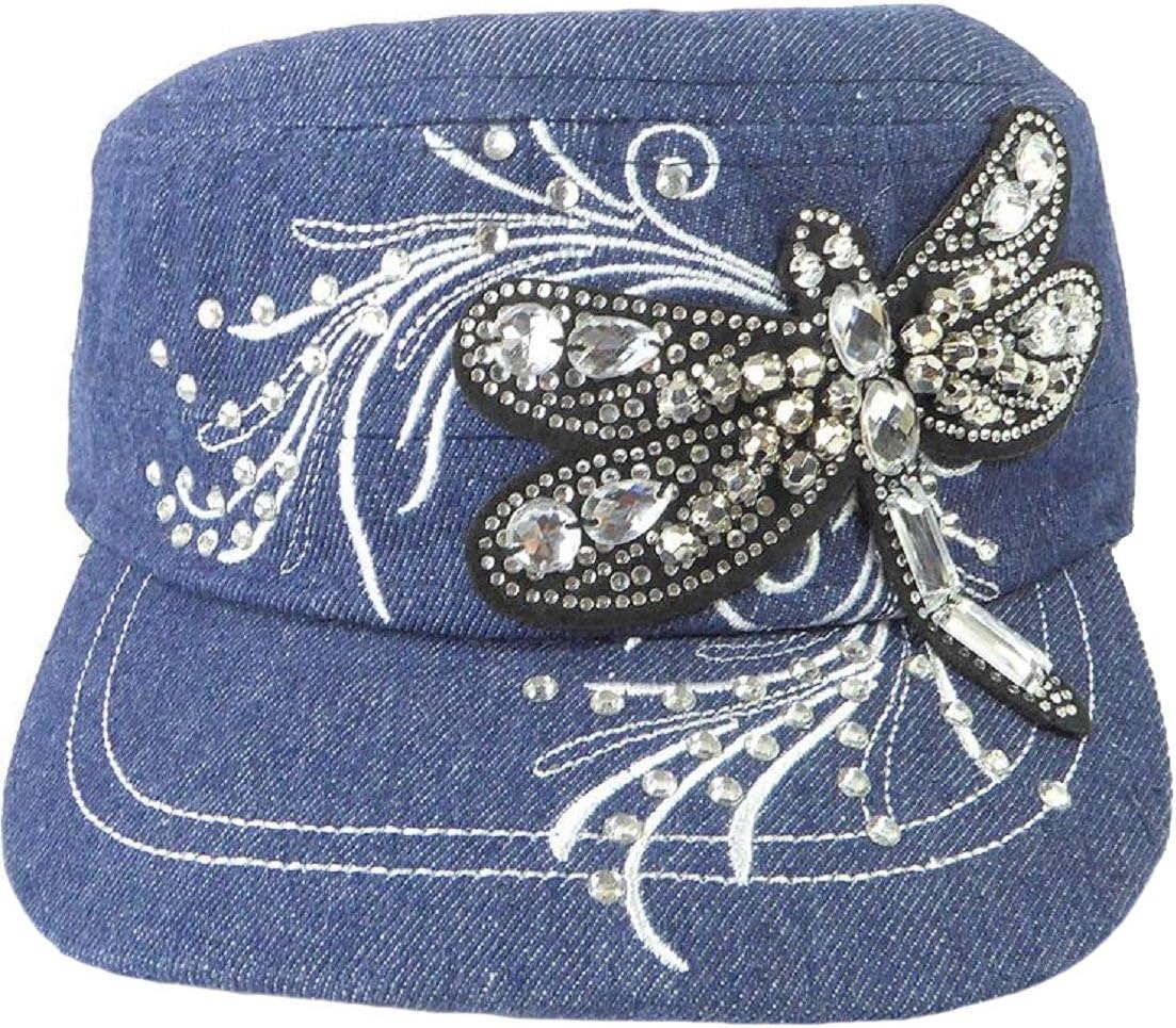 Dragonfly Rhinestone Dazzle Cadet Hat Cap Adult