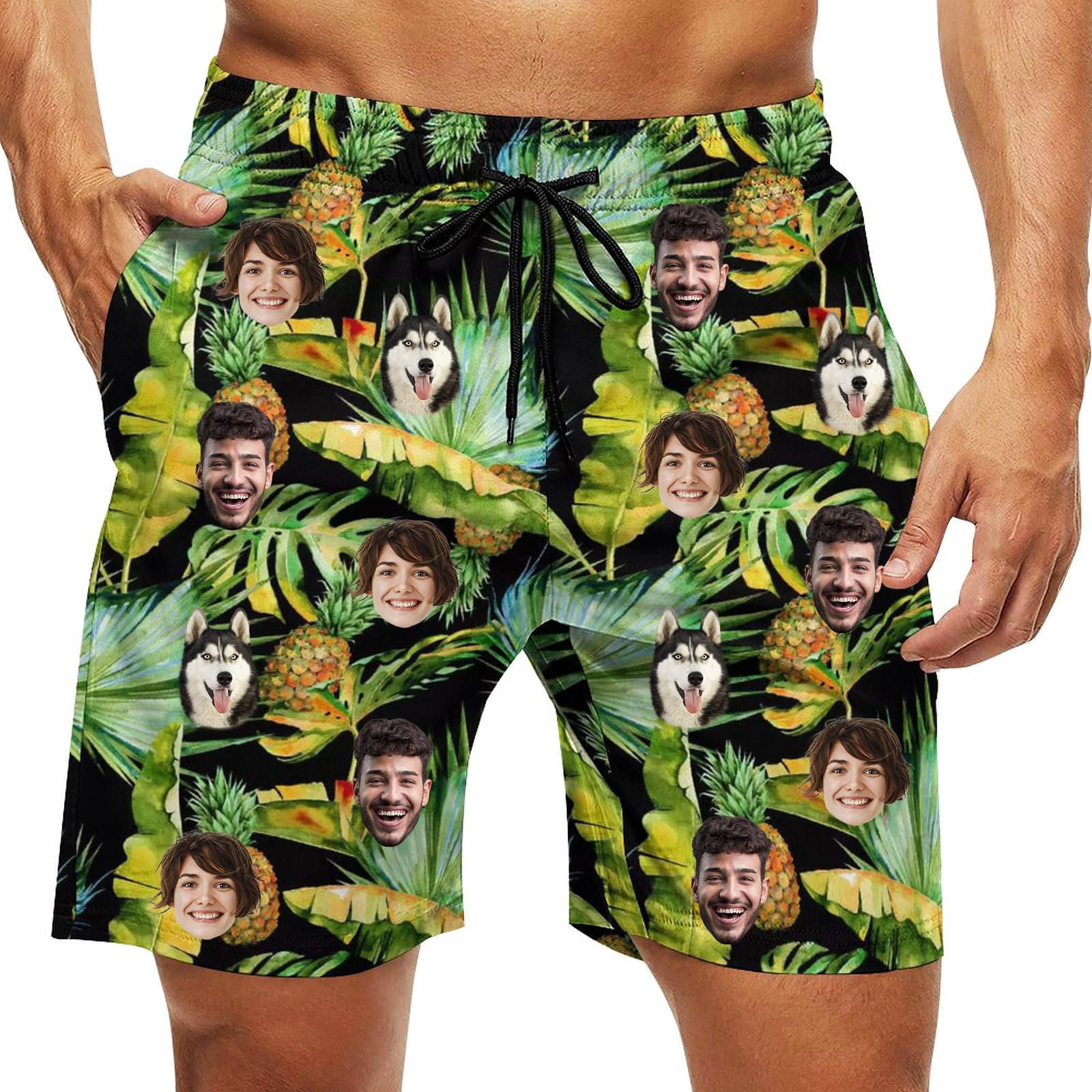 Custom Swim Trunks Men Personalized Funny Swim Beach Shorts with Faces on Them Custom Birthday Gifts for Men